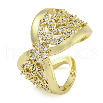 Infinity Brass Micro Pave Clear Cubic Zirconia Open Cuff Rings RJEW-Z046-05G-02-1
