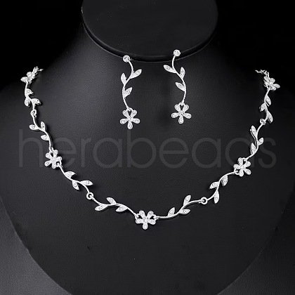 Alloy Rhinestone Earrings & Necklaces Sets WG44B2F-04-1