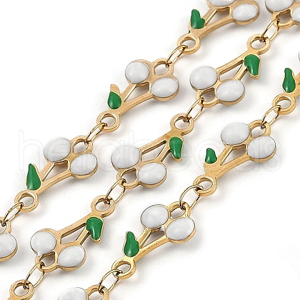 Ion Plating(IP) 304 Stainless Steel Enamel Cherry Link Chains CHS-Z003-01G-05-1