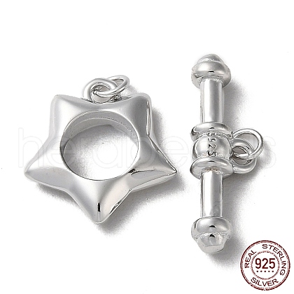 Rhodium Plated 925 Sterling Silver Toggle Clasps STER-D005-06P-1