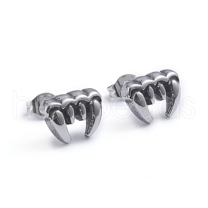 Retro 304 Stainless Steel Stud Earrings EJEW-L248-013AS-1