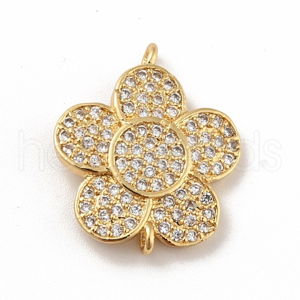 Brass Micro Pave Cubic Zirconia Connector Charms KK-B059-03G-1