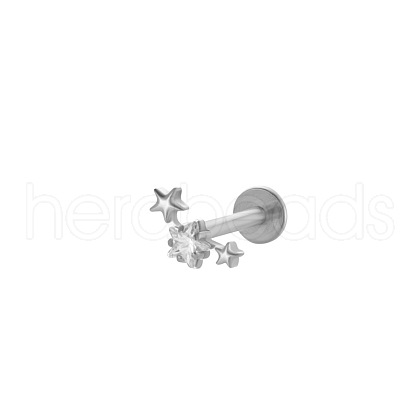 Titanium Alloy Cubic Zirconia 17 Gauge Star Internally Threaded Labrets WG71E87-17-1