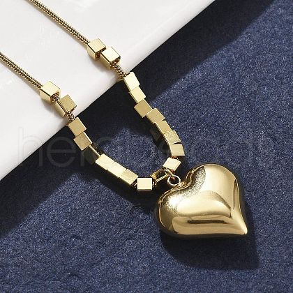 304 Stainless Steel Heart Pendant Necklaces NJEW-V001-12G-1