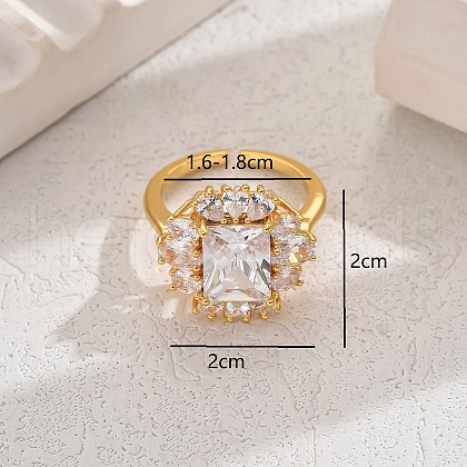 Luxurious Copper Zircon Flower Ring for Women Party Wedding Vacation DY5013-1-1