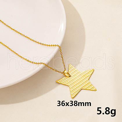 304 Stainless Steel Star Pendant Necklace for Women SM6724-2-1