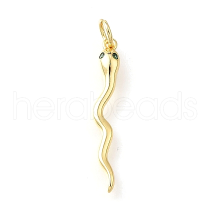 Snake Brass Micro Pave Cubic Zirconia Pendants KK-V007-007G-01-1