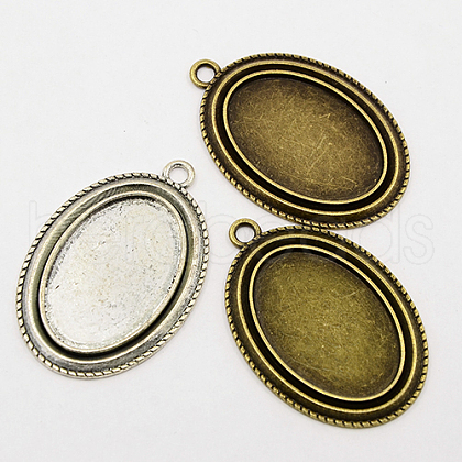 Tibetan Style Zinc Alloy Pendant Cabochon Settings TIBEP-M004-01-RS-1