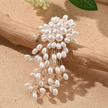Tassels Alloy Plastic Imitation Pearl Brooches for Backpack Clothes JEWB-A030-02G-1