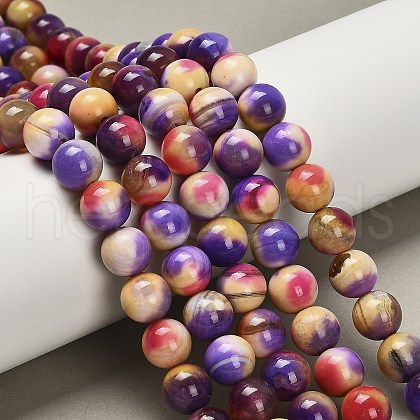 Dyed Natural Agate Beads Strands G-G203-09F-10mm-1