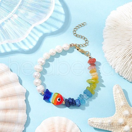 Natural Olive Jade & Topaz Jade & Lapis Lazuli & Aquamarine Chip Beaded Bracelets BJEW-TA00634-1