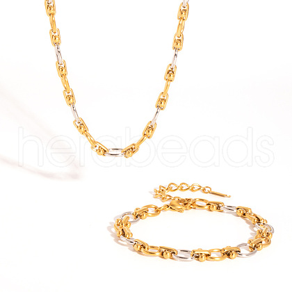 Stainless Steel Chain Necklaces & Bracelets Set for Women IX7784-1-1