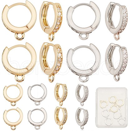 CREATCABIN 12Pcs 2 Colors Brass Huggie Hoop Earring Findings KK-CN0002-33-1