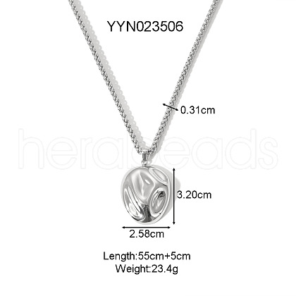 Stainless Steel Textured Pendant Necklaces for Women DY3365-1-1