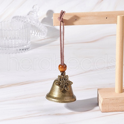 Iron Bell & Tibetan Style Alloy Flower Pendant Decorations HJEW-JM03368-1