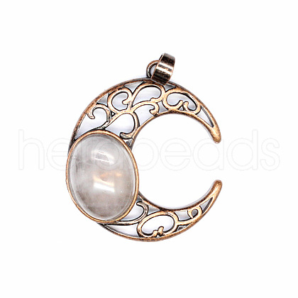Retro Hollow Natural Quartz Crystal Pendants PW-WGE1A4B-10-1