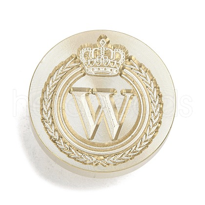 Golden Tone Crown Initial Wax Seal Brass Stamp Heads AJEW-A065-01W-1