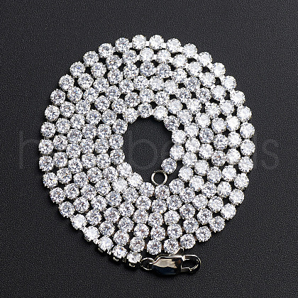 Hip-hop Street Style Stainless Steel Rhinestone Cup Chains Necklace for Men and Women FN4235-9-1