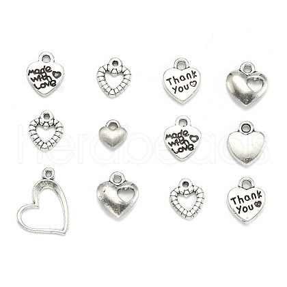 Mixed Tibetan Style Alloy Heart Pendants TIBEP-X0004-01-AS-1