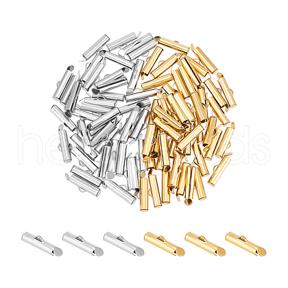 Unicraftale 80Pcs 2 Colors 304 Stainless Steel Slide On End Clasp Tubes STAS-UN0060-23-1