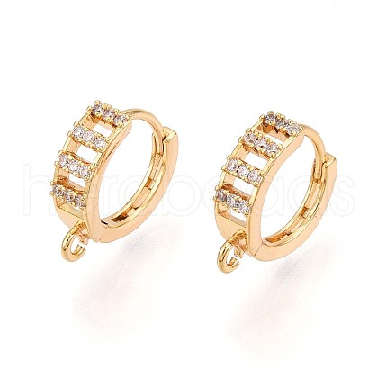 Brass Micro Pave Cubic Zirconia Hoop Earring Finding KK-N261-28G-1