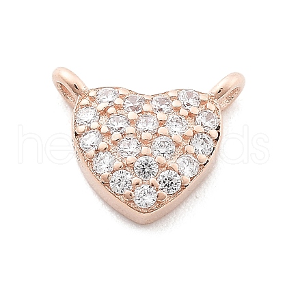 925 Sterling Silver Micro Pave Clear Cubic Zirconia Heart Charms STER-A034-01RG-1