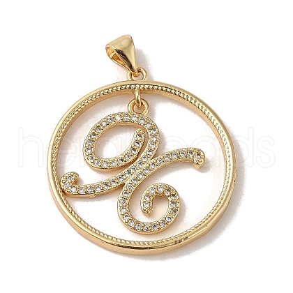 Brass Micro Pave Cubic Zirconia Pendants KK-C058-12B-G-1