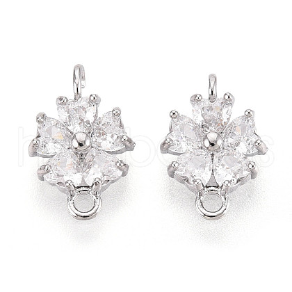 Brass Pave Clear Cubic Zirconia Connector Charms KK-N267-02D-P-1