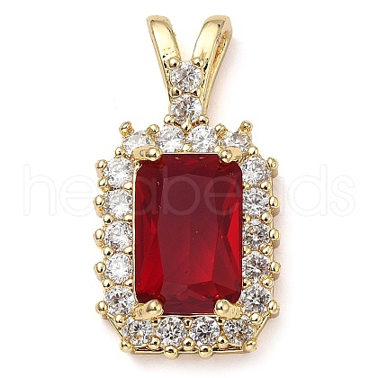Rack Plating Brass Glass Pendants KK-D535-02G-1