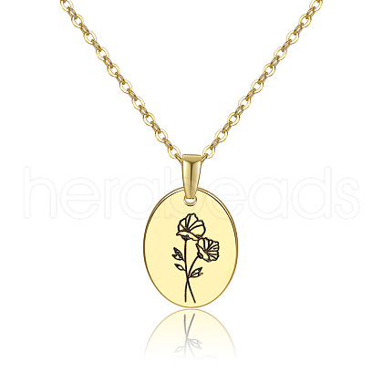 Brass Birth Month Flower Pendant Necklace HUDU-PW0001-034I-1-1