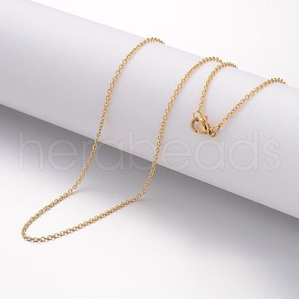 Ion Plating(IP) 304 Stainless Steel Cable Chain Necklaces for Women Men MAK-G004-05G-01-1