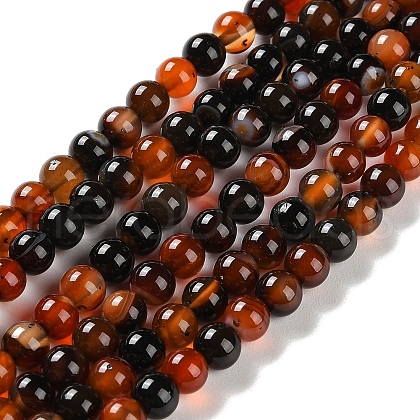 Natural Striped Agate/Banded Agate Beads Strands G-Z060-A01-A13-1