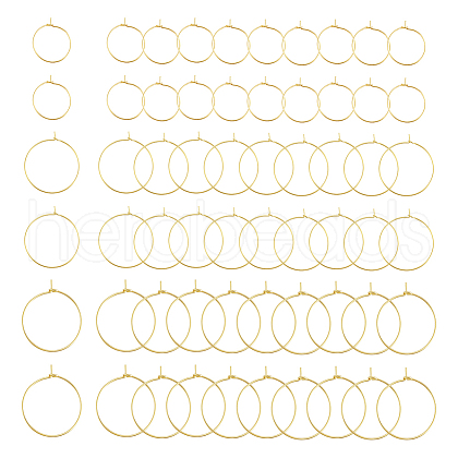 Unicraftale 60Pcs 2 Styles Brass Hoop Earrings Findings KK-UN0002-43-1