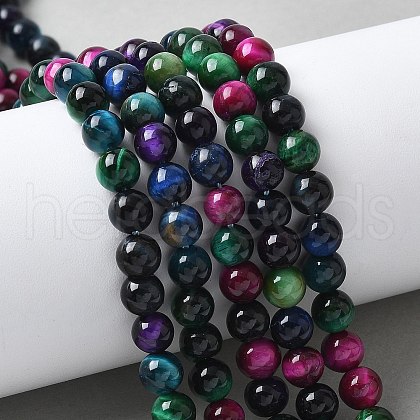 Natural Tiger Eye Beads Strands X-G-B133-A02-6MM-06-1