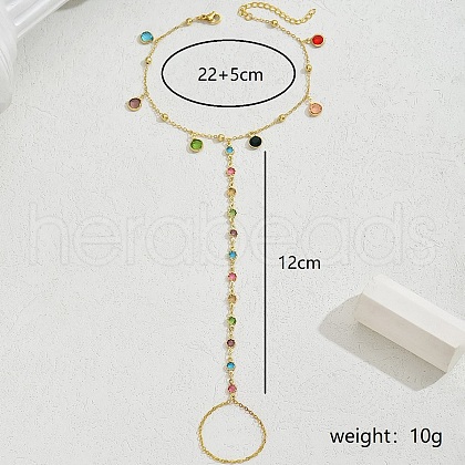 Holiday Brass Micro Pave Zircon Flower Tassel Charm Anklets Toe Ring for Women TX0877-1-1