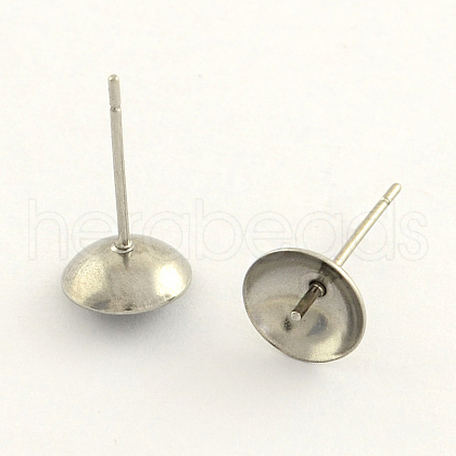 Tarnish Resistant 304 Stainless Steel Post Stud Earring Findings STAS-R063-45-1