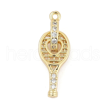 Brass Micro Pave Clear Cubic Zirconia Charms KK-G522-32G-1