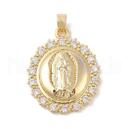 Brass Clear Cubic Zirconia Pendants KK-Z050-15G-01-1