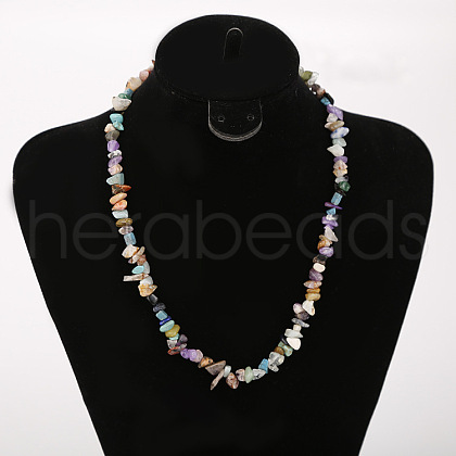 Natural Mixed Stone Chip Beaded Necklaces for Women FS-WG9F5E2-02-1