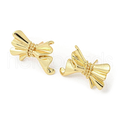 Bowknot Rack Plating Brass Stud Earrings EJEW-F331-31G-1