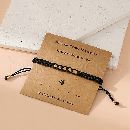 Morse Code Style Stainless Steel Braided String Bracelets for Woman Men PW-WGCCBF0-14-1