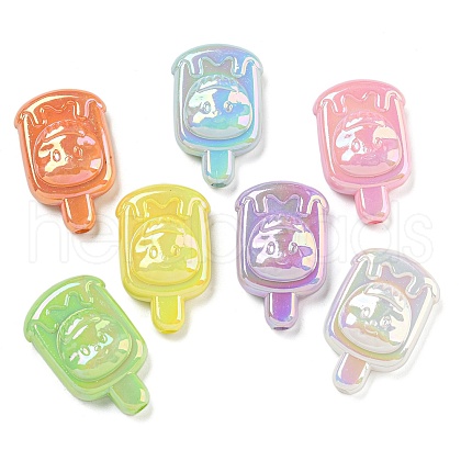 UV Plating Iridescent Acrylic Beads OACR-G039-08-1