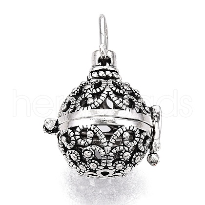 Rack Plating Brass Cage Pendants KK-S751-026AS-1