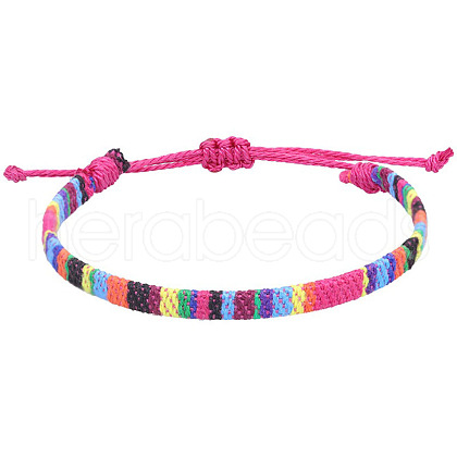 Adjustable Bohemian Style Cotton & Linen Cord Braided Bracelets for Friendship OB0004-14-1