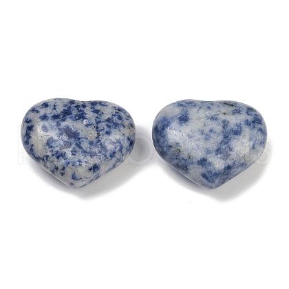 Mother's Day Gifts Heart Natural Blue Spot Jasper Palm Stones G-C186-02J-1