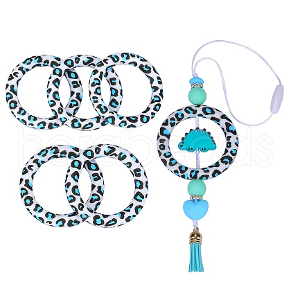 5Pcs Ring Food Grade Eco-Friendly Silicone Focal Beads JX893A-1