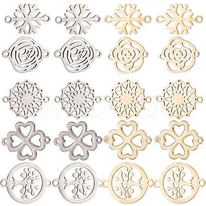 SUNNYCLUE 20Pcs 10 Styles 201 Stainless Steel Connector Charms FIND-SC0004-68-1