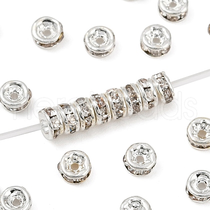 Rack Plating Rondelle Brass Grade A Crystal Rhinestone Spacer Beads X-RB-D300-S-1