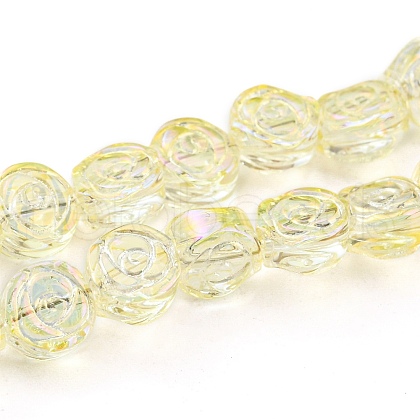 Full Rainbow Plated Electroplate Transparent Glass Beads Strands EGLA-G037-01A-FR04-1