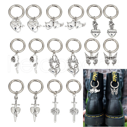 16Pcs 8 Style Gothic Style Alloy Shoe Charms HJEW-AB00630-1